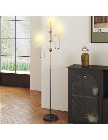 HOMCOM Floor Lamp, 165 cm Tall Standing Lamp with 3 Light and Foot Switch for Living Room, Bedroom, Bedside, Office, E27 Base Wi