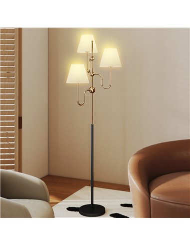 HOMCOM Floor Lamp, 165 cm Tall Standing Lamp with 3 Light and Foot Switch for Living Room, Bedroom, Bedside, Office, E27 Base Wi