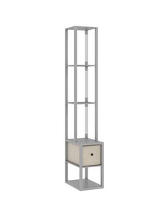 HOMCOM Floor Lamp with Shelves, LED Column Modern Standing Lamp with Fabric Drawer, Adjustable Brightness, Foot Switch for Livin