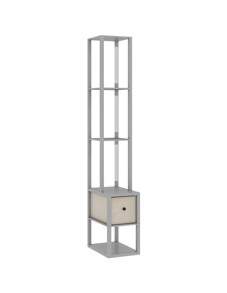 HOMCOM Floor Lamp with Shelves, LED Column Modern Standing Lamp with Fabric Drawer, Adjustable Brightness, Foot Switch for Livin - pic 170133 | FastDaddyshop