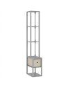 HOMCOM Floor Lamp with Shelves, LED Column Modern Standing Lamp with Fabric Drawer, Adjustable Brightness, Foot Switch for Livin