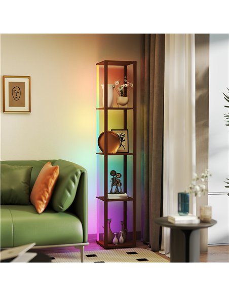HOMCOM RGB LED Floor Lamp with Shelves, Modern Dimmable Standing Lamp with Remote Control, Adjustable Brightness & Speed for Liv - pic 170143 | FastDaddyshop