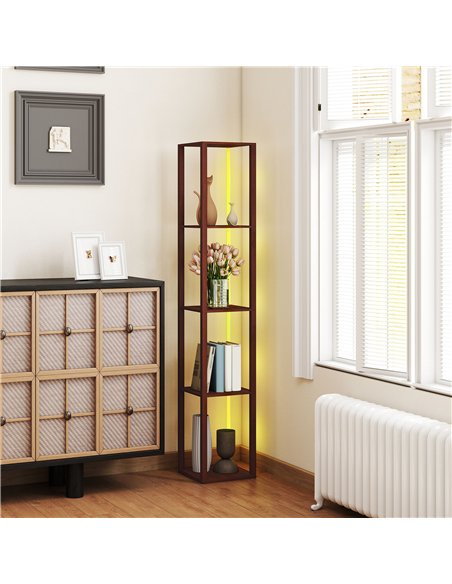 HOMCOM RGB LED Floor Lamp with Shelves, Modern Dimmable Standing Lamp with Remote Control, Adjustable Brightness & Speed for Liv - pic 170147 | FastDaddyshop