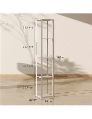 HOMCOM RGB LED Floor Lamp with Shelves, Modern Dimmable Standing Lamp with Remote Control, Adjustable Brightness & Speed for Liv