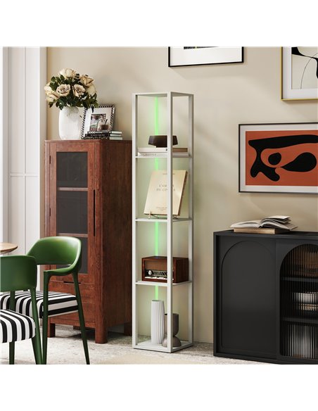 HOMCOM RGB LED Floor Lamp with Shelves, Modern Dimmable Standing Lamp with Remote Control, Adjustable Brightness & Speed for Liv - pic 170157 | FastDaddyshop