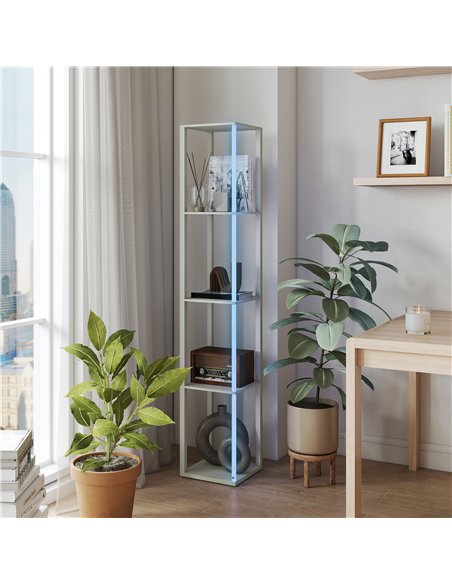 HOMCOM RGB LED Floor Lamp with Shelves, Modern Dimmable Standing Lamp with Remote Control, Adjustable Brightness & Speed for Liv - pic 170158 | FastDaddyshop