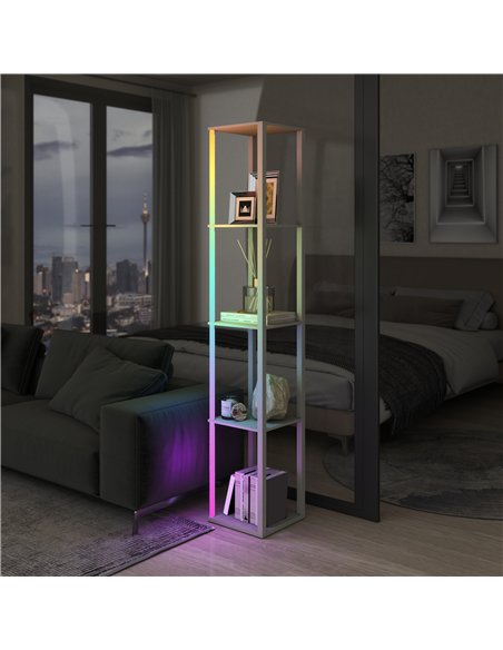 HOMCOM RGB LED Floor Lamp with Shelves, Modern Dimmable Standing Lamp with Remote Control, Adjustable Brightness & Speed for Liv - pic 170159 | FastDaddyshop