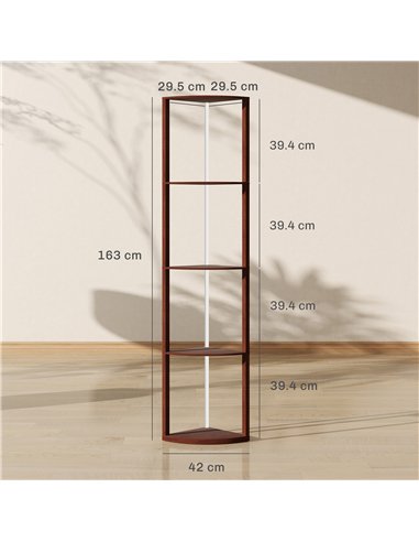 HOMCOM RGB LED Floor Lamp with Shelves, 5-Tier Dimmable Standing Lamp with Adjustable Brightness and Remote Control, Modern Corn