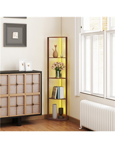 HOMCOM RGB LED Floor Lamp with Shelves, 5-Tier Dimmable Standing Lamp with Adjustable Brightness and Remote Control, Modern Corn - pic 170166 | FastDaddyshop