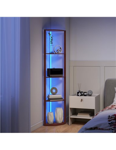 HOMCOM RGB LED Floor Lamp with Shelves, 5-Tier Dimmable Standing Lamp with Adjustable Brightness and Remote Control, Modern Corn