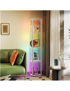 HOMCOM RGB LED Floor Lamp with Shelves, Modern Dimmable Standing Lamp with Remote Control, Adjustable Brightness & Speed for Liv 2