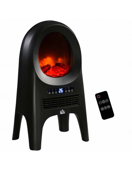 Homcom Ceramic Electric Space Heater with Realistic Flame Effect, 1000W/2000W, Black - pic 17018 | FastDaddyshop