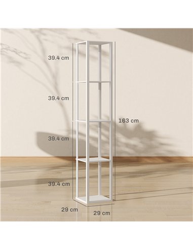 HOMCOM RGB LED Floor Lamp with Shelves, Modern Dimmable Standing Lamp with Remote Control, Adjustable Brightness & Speed for Liv