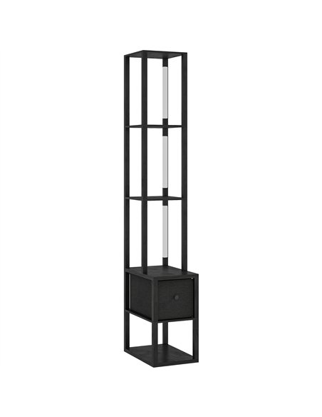 HOMCOM Floor Lamp with Shelves, LED Column Modern Standing Lamp with Fabric Drawer, Adjustable Brightness, Foot Switch for Livin - pic 170187 | FastDaddyshop