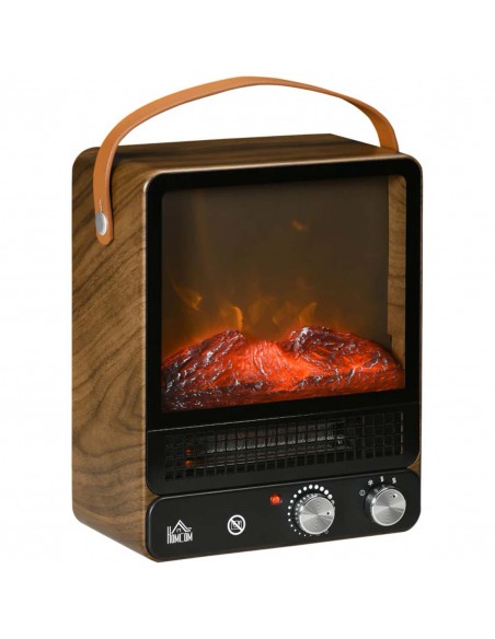 Homcom Tabletop Electric Fireplace with Handle, Realistic Flame Effect, Overheat Protection, 750W/1500W, Dark Walnut - pic 17019 | FastDaddyshop