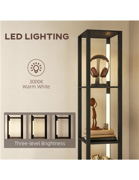 HOMCOM Floor Lamp with Shelves, LED Column Modern Standing Lamp with Fabric Drawer, Adjustable Brightness, Foot Switch for Livin - pic 170191 | FastDaddyshop