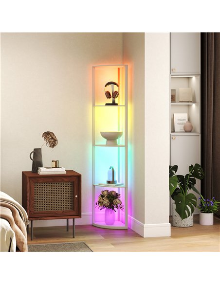 HOMCOM RGB LED Floor Lamp with Shelves, 5-Tier Dimmable Standing Lamp with Adjustable Brightness and Remote Control, Modern Corn - pic 170206 | FastDaddyshop