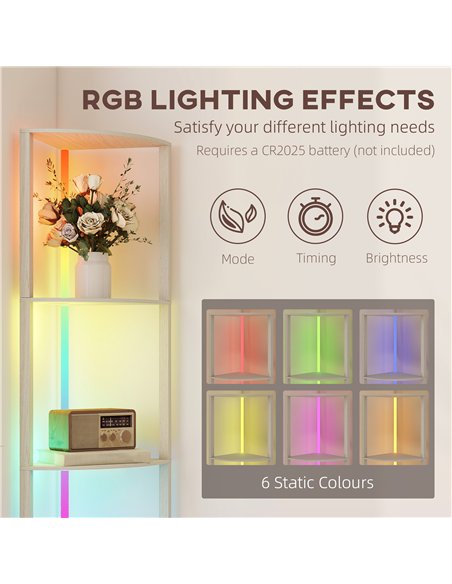 HOMCOM RGB LED Floor Lamp with Shelves, 5-Tier Dimmable Standing Lamp with Adjustable Brightness and Remote Control, Modern Corn - pic 170208 | FastDaddyshop