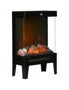 Homcom 180° Electric Fireplace Heater with LED Flame Effect, Overheating Protection, 1000W/2000W, Black