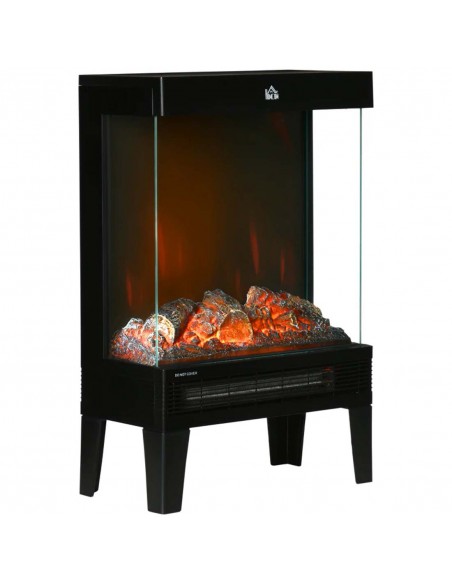 Homcom 180° Electric Fireplace Heater with LED Flame Effect, Overheating Protection, 1000W/2000W, Black - pic 17021 | FastDaddyshop