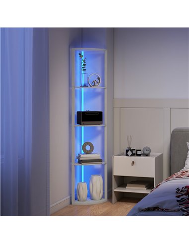 HOMCOM RGB LED Floor Lamp with Shelves, 5-Tier Dimmable Standing Lamp with Adjustable Brightness and Remote Control, Modern Corn