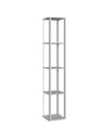 HOMCOM RGB LED Floor Lamp with Shelves, Modern Dimmable Standing Lamp with Remote Control, Adjustable Brightness & Speed for Liv