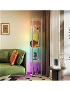 HOMCOM RGB LED Floor Lamp with Shelves, Modern Dimmable Standing Lamp with Remote Control, Adjustable Brightness & Speed for Liv 2