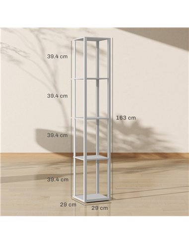 HOMCOM RGB LED Floor Lamp with Shelves, Modern Dimmable Standing Lamp with Remote Control, Adjustable Brightness & Speed for Liv