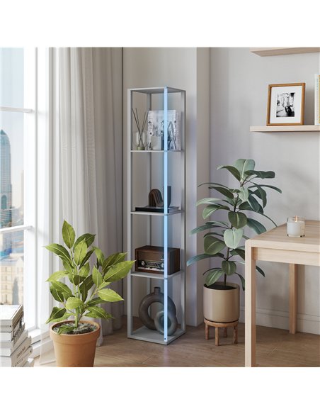 HOMCOM RGB LED Floor Lamp with Shelves, Modern Dimmable Standing Lamp with Remote Control, Adjustable Brightness & Speed for Liv - pic 170221 | FastDaddyshop
