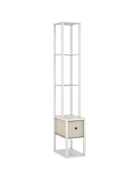 HOMCOM Floor Lamp with Shelves, LED Column Modern Standing Lamp with Fabric Drawer, Adjustable Brightness, Foot Switch for Livin - pic 170223 | FastDaddyshop