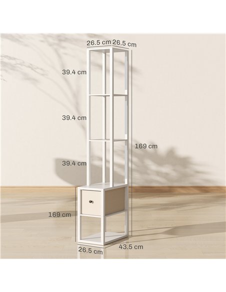 HOMCOM Floor Lamp with Shelves, LED Column Modern Standing Lamp with Fabric Drawer, Adjustable Brightness, Foot Switch for Livin - pic 170225 | FastDaddyshop