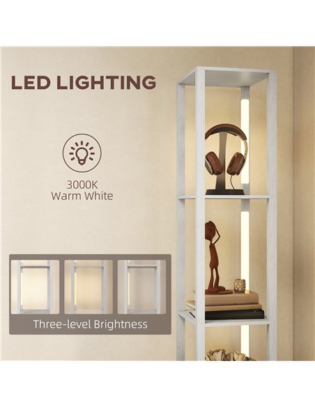 HOMCOM Floor Lamp with Shelves, LED Column Modern Standing Lamp with Fabric Drawer, Adjustable Brightness, Foot Switch for Livin - pic 170227 | FastDaddyshop