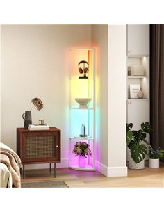 HOMCOM RGB LED Floor Lamp with Shelves, 5-Tier Dimmable Standing Lamp with Adjustable Brightness and Remote Control, Modern Corn 2