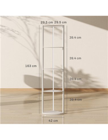 HOMCOM RGB LED Floor Lamp with Shelves, 5-Tier Dimmable Standing Lamp with Adjustable Brightness and Remote Control, Modern Corn