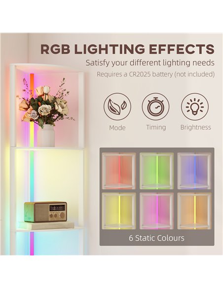 HOMCOM RGB LED Floor Lamp with Shelves, 5-Tier Dimmable Standing Lamp with Adjustable Brightness and Remote Control, Modern Corn - pic 170235 | FastDaddyshop