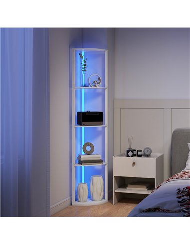 HOMCOM RGB LED Floor Lamp with Shelves, 5-Tier Dimmable Standing Lamp with Adjustable Brightness and Remote Control, Modern Corn