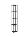 HOMCOM RGB LED Floor Lamp with Shelves, Modern Dimmable Standing Lamp with Remote Control, Adjustable Brightness & Speed for Liv