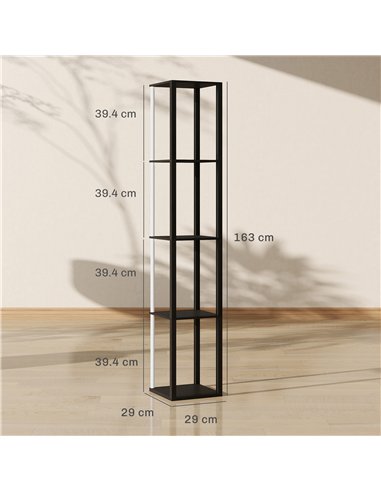 HOMCOM RGB LED Floor Lamp with Shelves, Modern Dimmable Standing Lamp with Remote Control, Adjustable Brightness & Speed for Liv