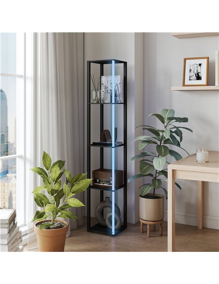 HOMCOM RGB LED Floor Lamp with Shelves, Modern Dimmable Standing Lamp with Remote Control, Adjustable Brightness & Speed for Liv - pic 170248 | FastDaddyshop