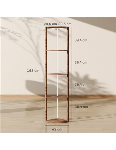 HOMCOM RGB LED Floor Lamp with Shelves, 5-Tier Dimmable Standing Lamp with Adjustable Brightness and Remote Control, Modern Corn