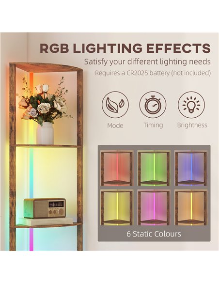 HOMCOM RGB LED Floor Lamp with Shelves, 5-Tier Dimmable Standing Lamp with Adjustable Brightness and Remote Control, Modern Corn - pic 170253 | FastDaddyshop