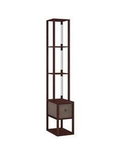HOMCOM Floor Lamp with Shelves, LED Column Modern Standing Lamp with Fabric Drawer, Adjustable Brightness, Foot Switch for Livin