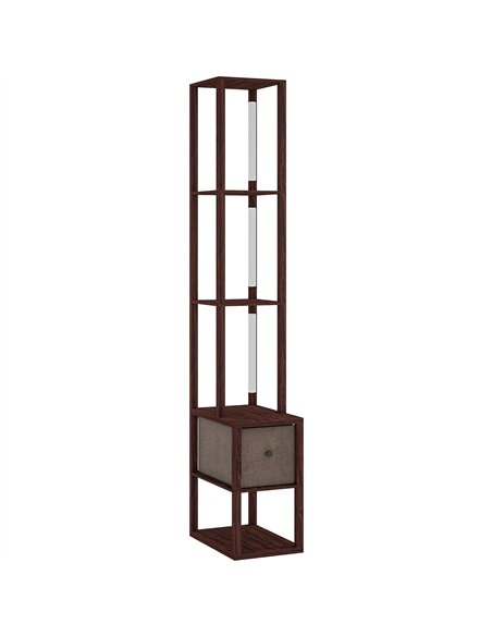 HOMCOM Floor Lamp with Shelves, LED Column Modern Standing Lamp with Fabric Drawer, Adjustable Brightness, Foot Switch for Livin - pic 170259 | FastDaddyshop