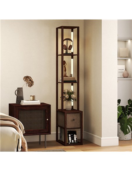 HOMCOM Floor Lamp with Shelves, LED Column Modern Standing Lamp with Fabric Drawer, Adjustable Brightness, Foot Switch for Livin - pic 170260 | FastDaddyshop
