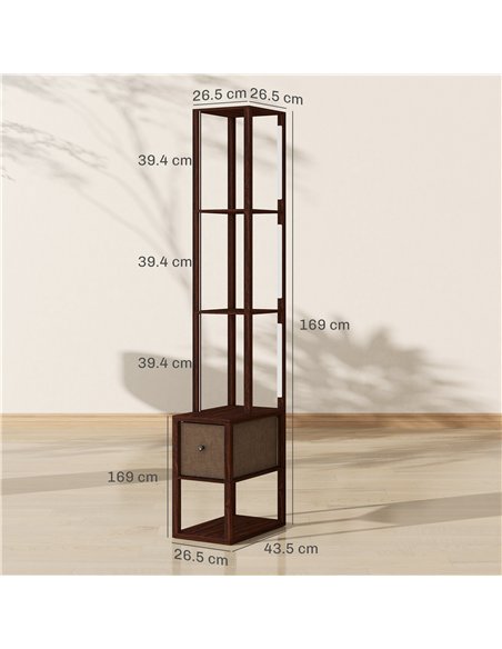 HOMCOM Floor Lamp with Shelves, LED Column Modern Standing Lamp with Fabric Drawer, Adjustable Brightness, Foot Switch for Livin - pic 170261 | FastDaddyshop