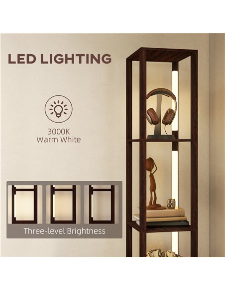 HOMCOM Floor Lamp with Shelves, LED Column Modern Standing Lamp with Fabric Drawer, Adjustable Brightness, Foot Switch for Livin - pic 170263 | FastDaddyshop