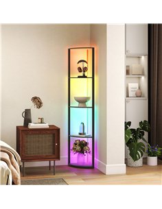 HOMCOM RGB LED Floor Lamp with Shelves, 5-Tier Dimmable Standing Lamp with Adjustable Brightness and Remote Control, Modern Corn 2