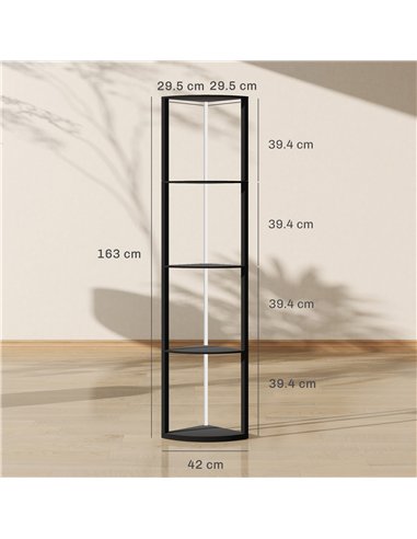 HOMCOM RGB LED Floor Lamp with Shelves, 5-Tier Dimmable Standing Lamp with Adjustable Brightness and Remote Control, Modern Corn