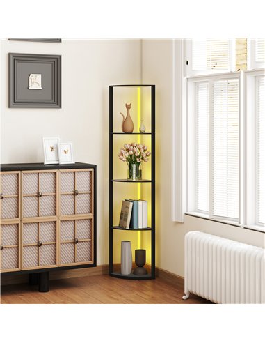 HOMCOM RGB LED Floor Lamp with Shelves, 5-Tier Dimmable Standing Lamp with Adjustable Brightness and Remote Control, Modern Corn