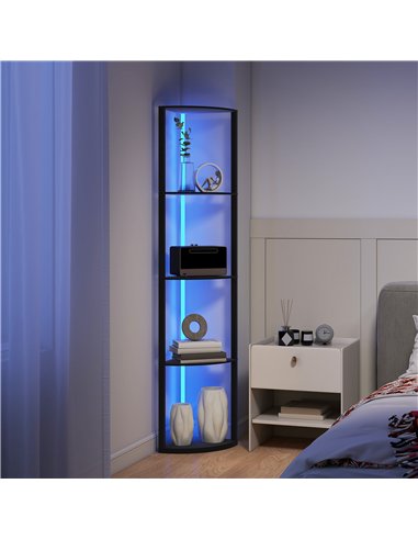 HOMCOM RGB LED Floor Lamp with Shelves, 5-Tier Dimmable Standing Lamp with Adjustable Brightness and Remote Control, Modern Corn